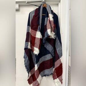 Plaid Fringe Blanket Scarf